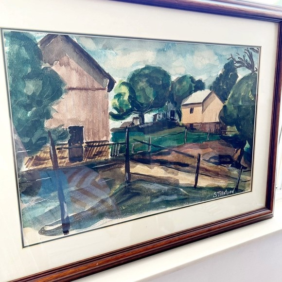 Original Mid Century Watercolor Painting Signed S. Tillotson - Kansas Artist